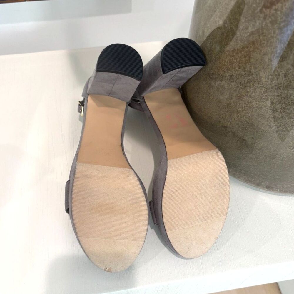 PARIS-02G Charlotte Russe Grey Faux Suede Platform Heeled Sandals Size 7 - Picture 8 of 10